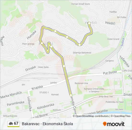 67 Minibus Line Map