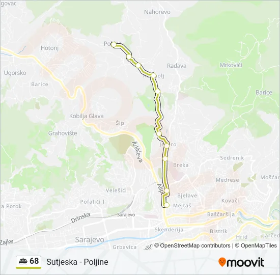 68 Minibus Line Map