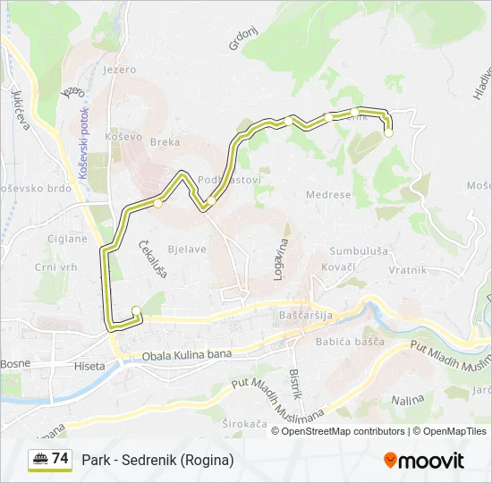 74 Minibus Line Map