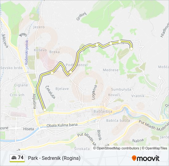 74 minibus Line Map