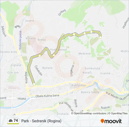 74 Minibus Line Map