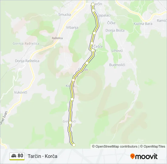 80 Minibus Line Map
