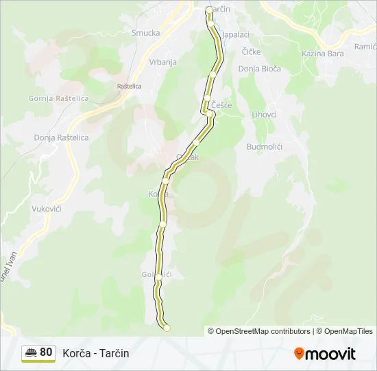 80 Minibus Line Map