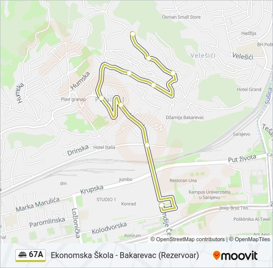 67A Minibus Line Map