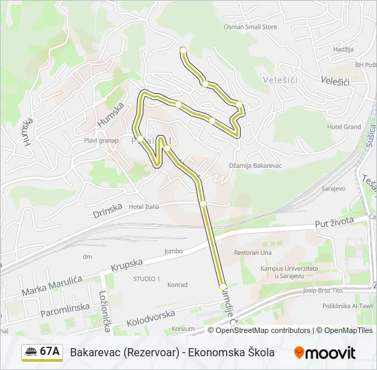 67A Minibus Line Map