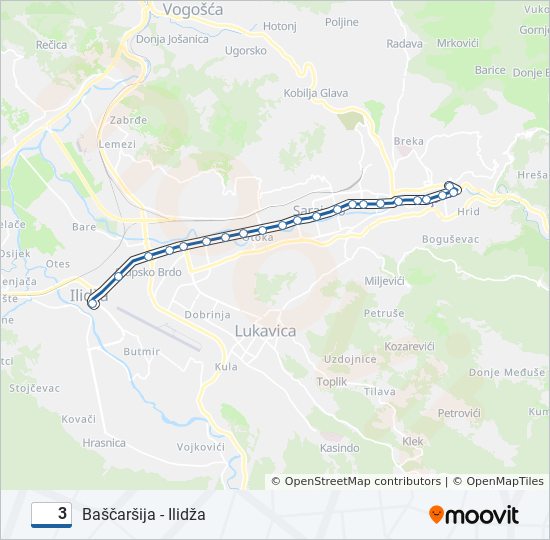 3 tramvaj mapa linije