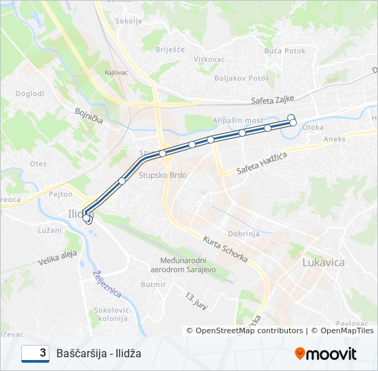 3 tramvaj mapa linije