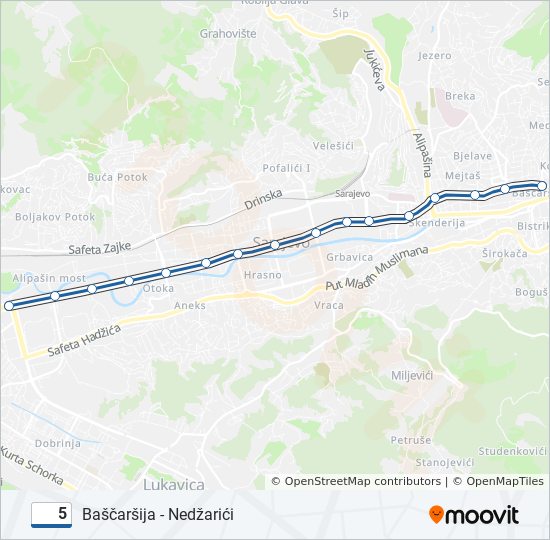 5 tramvaj mapa linije