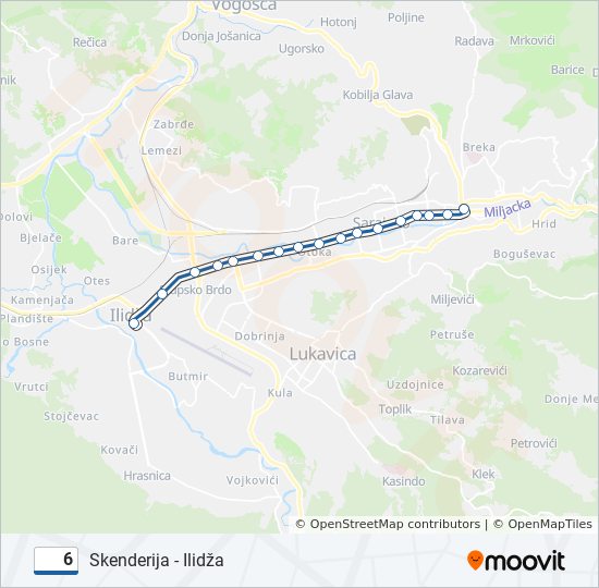 6 tramvaj mapa linije