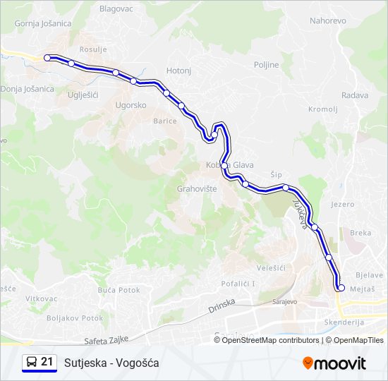 21 bus Line Map