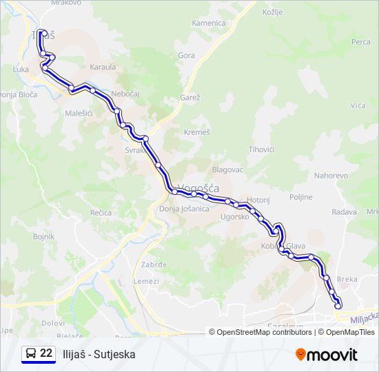 22 bus Line Map