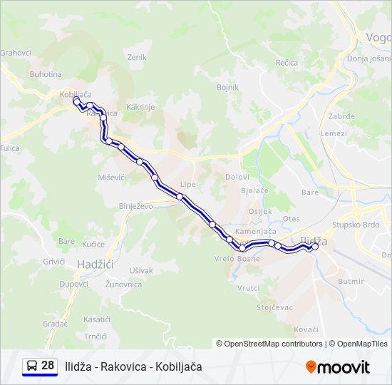 28 autobus mapa linije