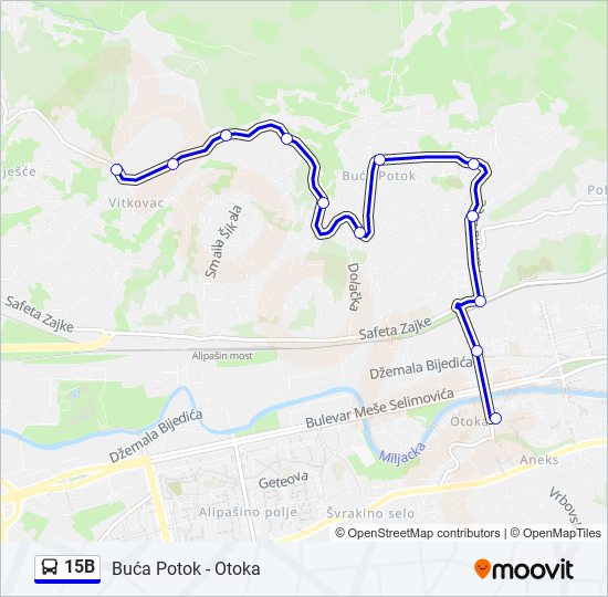 15B bus Line Map