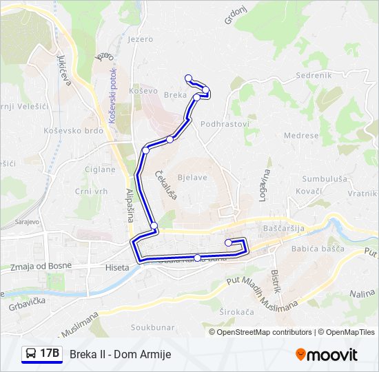 17B bus Line Map