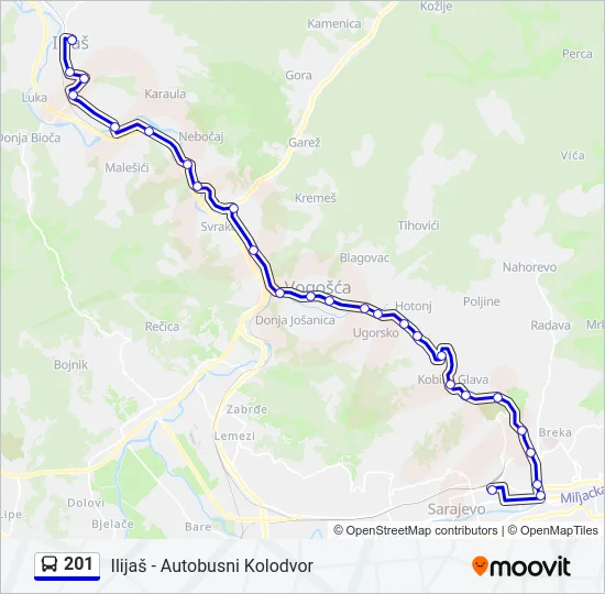201 autobus mapa linije