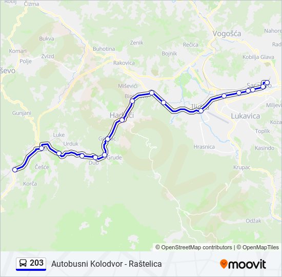 203 bus Line Map