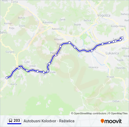 203 Bus Line Map
