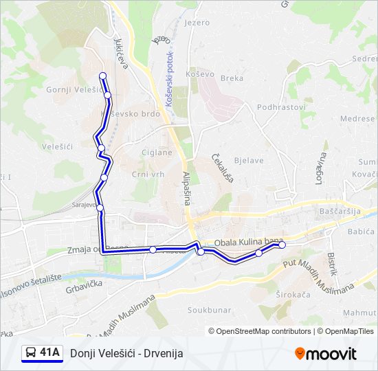 41A bus Line Map