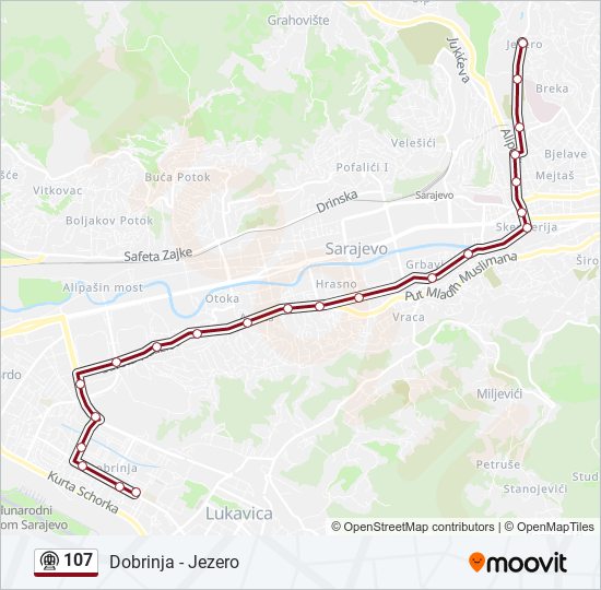 107 tramvaj mapa linije