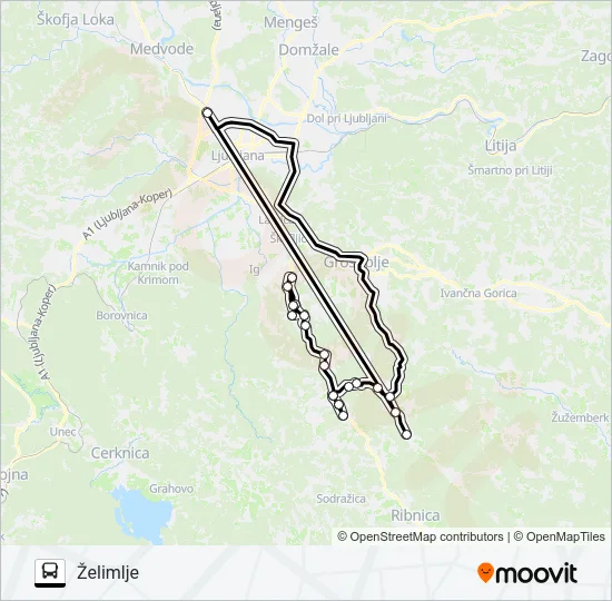 KOMPOLJE/DOBREPOLJU - VELIKE LAŠČE - TURJAK - PIJAVA GORICA - ŽELIMLJE Bus Line Map