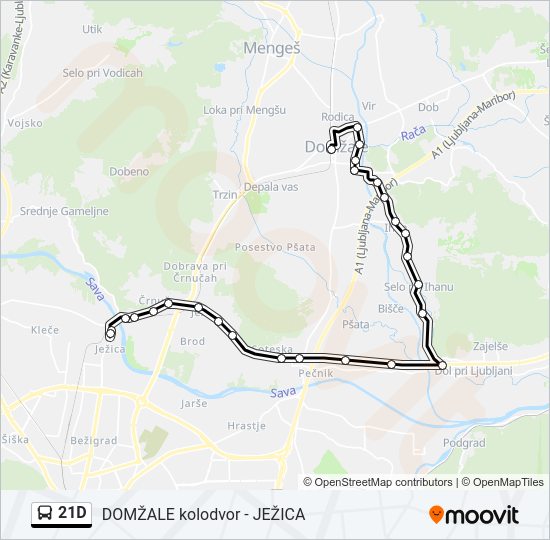 21D bus Line Map