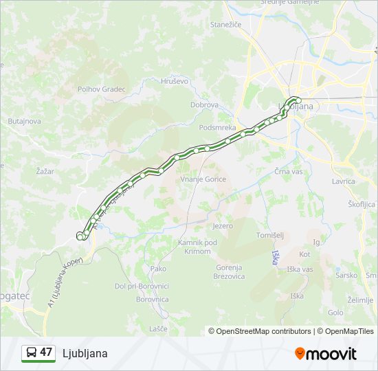 47 bus Line Map