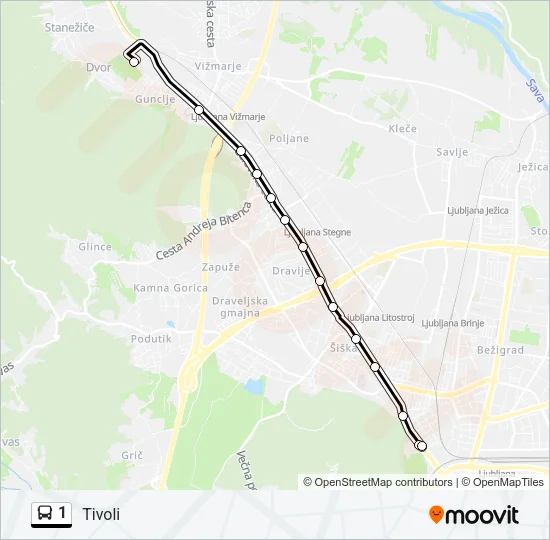 1 Bus Line Map