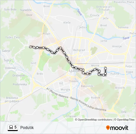 5 Bus Line Map