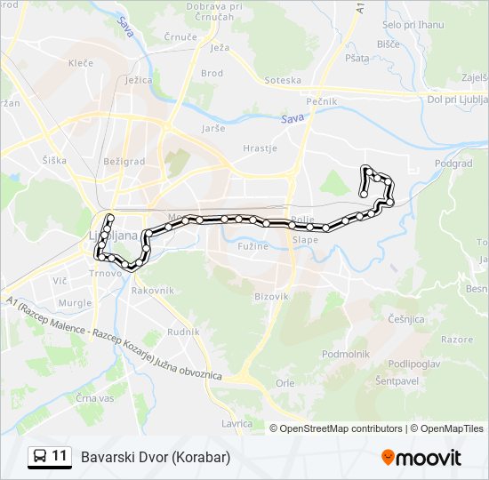 11 bus Line Map
