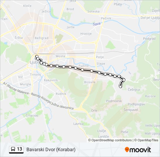 13 bus Line Map