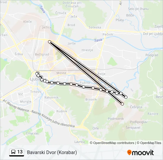 13 Bus Line Map