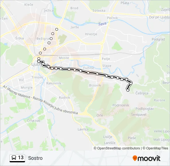 13 Bus Line Map