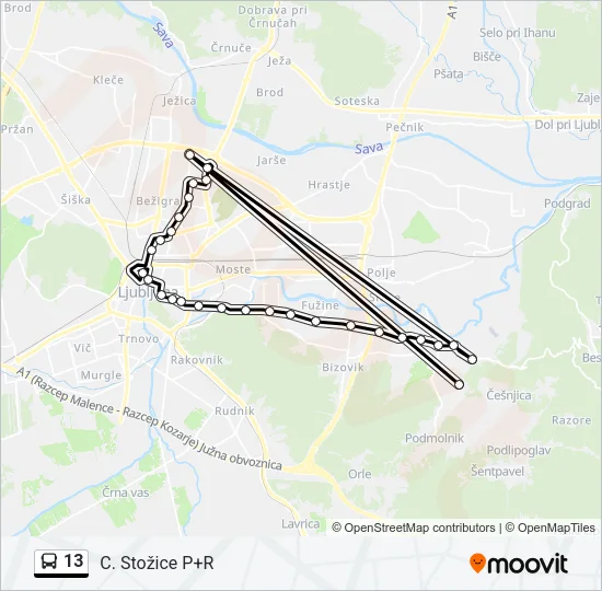 13 Bus Line Map