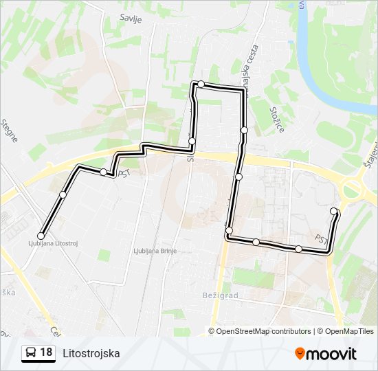 18 bus Line Map