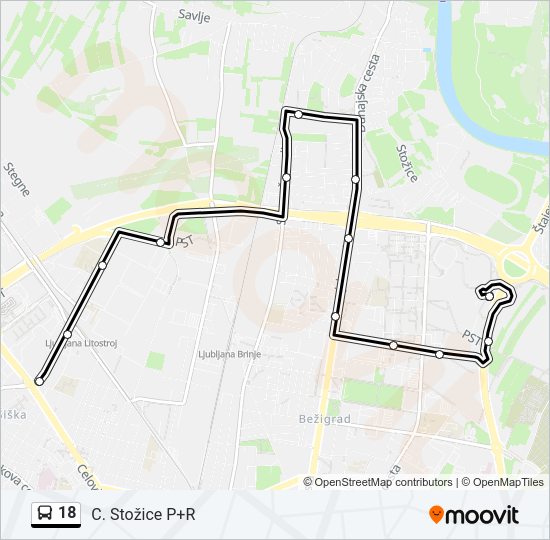 18 bus Line Map