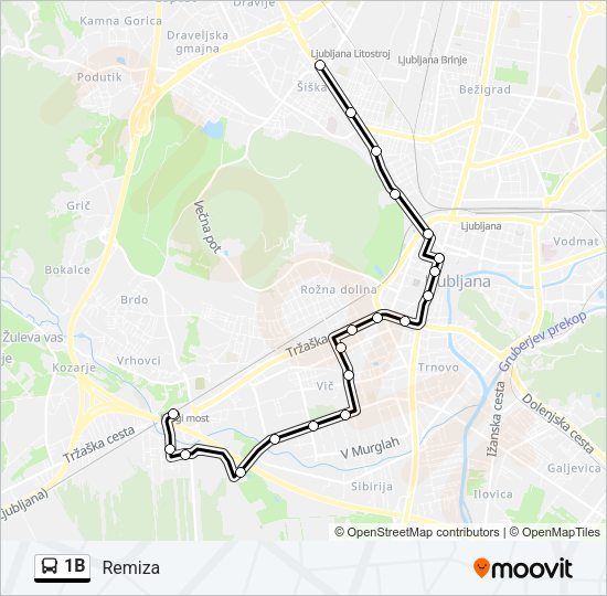 1B Bus Line Map