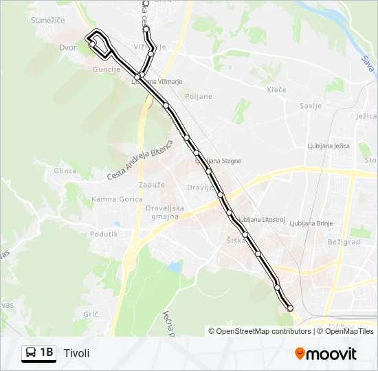 1B Bus Line Map