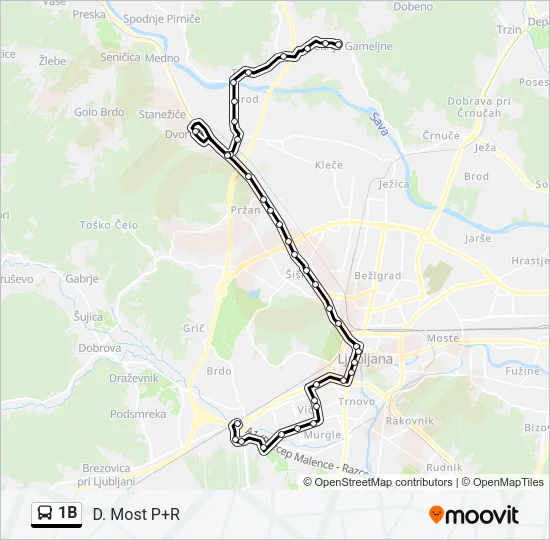 1B Bus Line Map