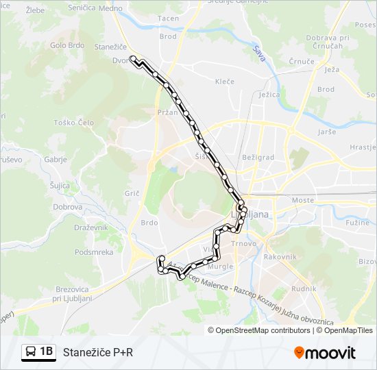 1B bus Line Map