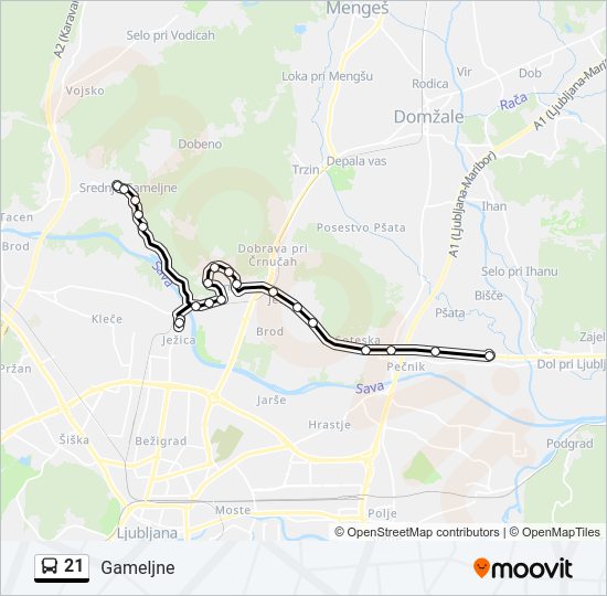 21 bus Line Map