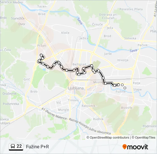 22 Bus Line Map