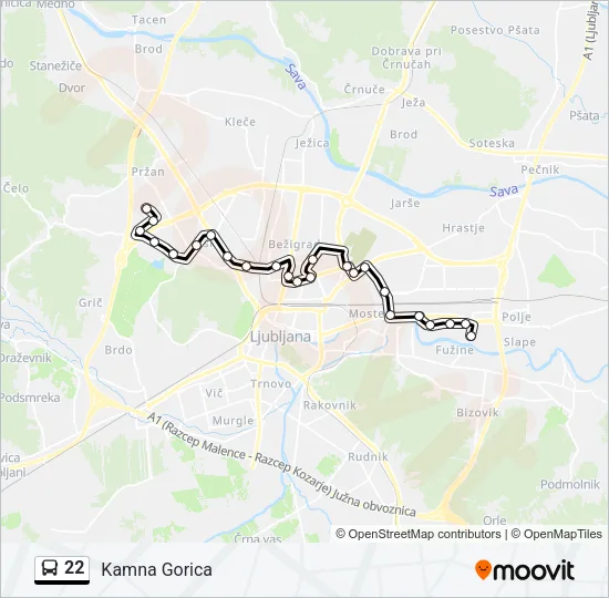 22 Bus Line Map