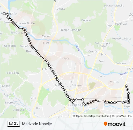 25 Bus Line Map