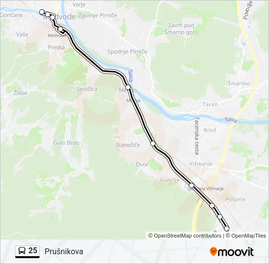 25 Bus Line Map
