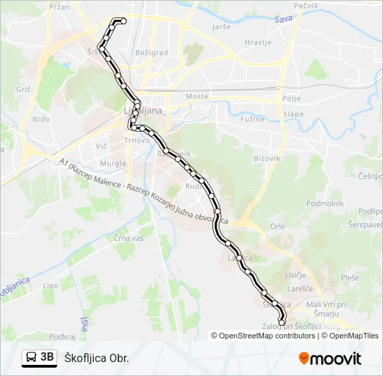 3B Bus Line Map