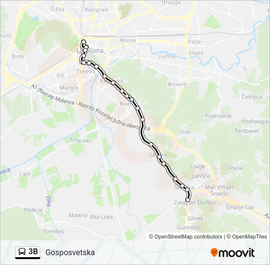 3B Bus Line Map