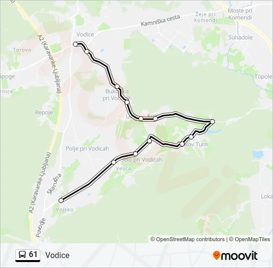 61 Bus Line Map