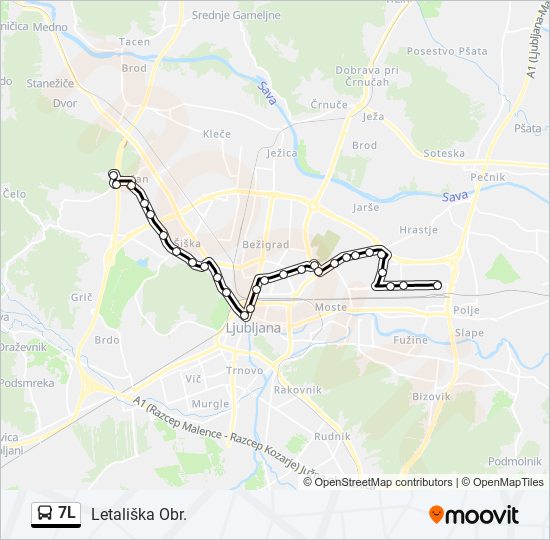 7L bus Line Map
