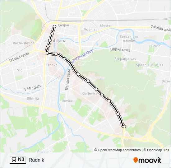N3 Bus Line Map