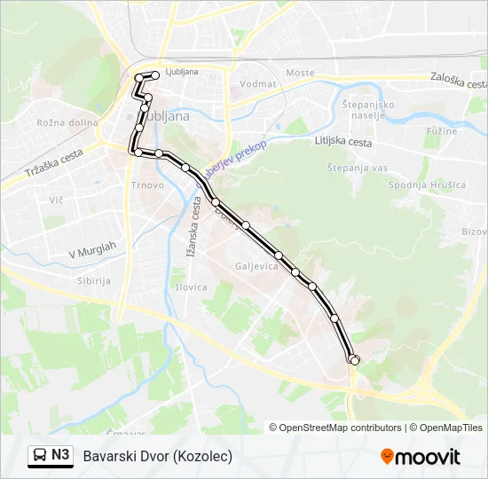 N3 Bus Line Map